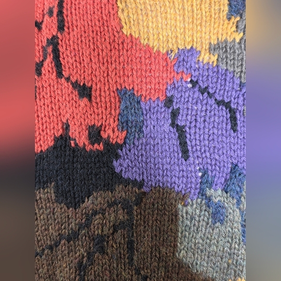 Vintage Boston Traders Wool Cozy Cabincore Sweater XL Leaf Print Coogi Style - Picture 5 of 8